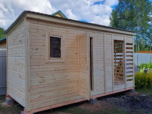 Хозблок с дровником 6×2 м — фото