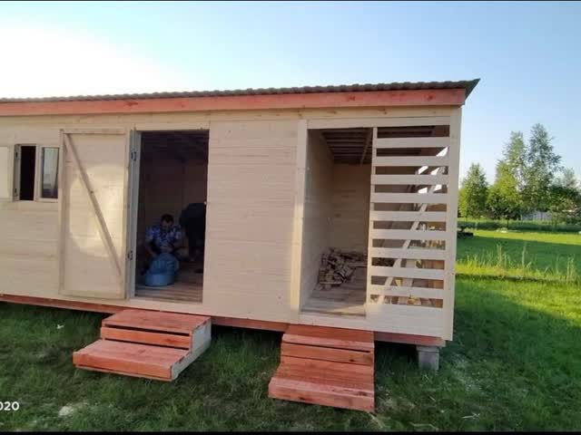 Хозблок с дровником 6×3 м — фото